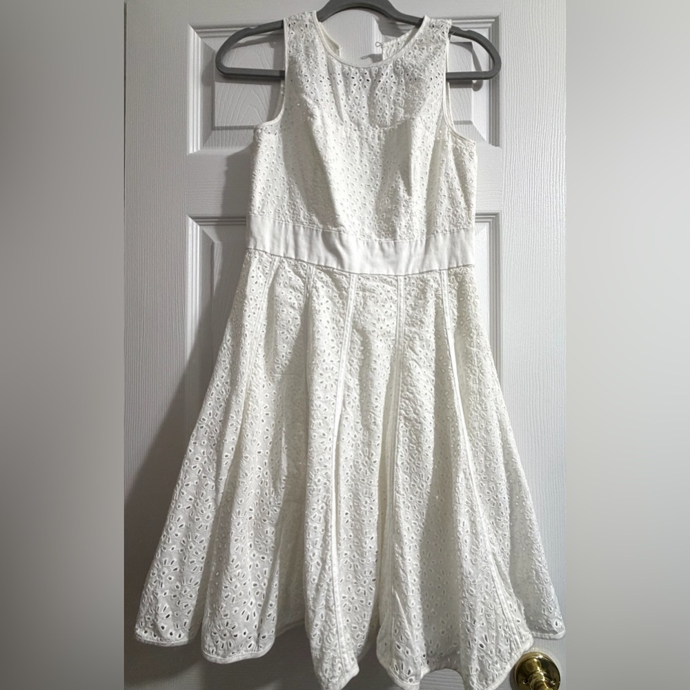 Eliza J White Eyelet Fit-and-Flare Dress